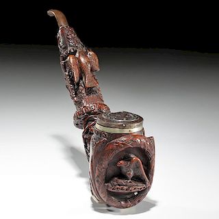 Exceptional, Elaborately Carved Civil War Folk Art Pipe Identifying Significant Generals & Battles