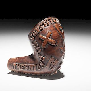 Civil War Folk Art Carved Pipe, The Union and Constitution Must & Shall be Preserved
