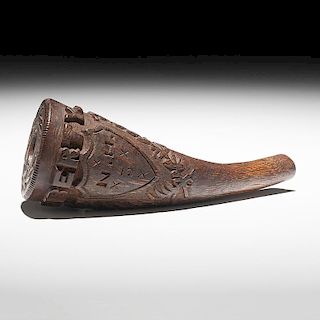Civil War Large Folk Art Carved Pipe Identified to E.G. Bowen, 3rd New Hampshire Infantry