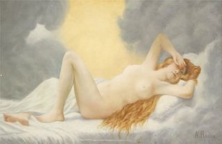 A. ROGER OIL ON PANEL PAINTING FEMALE NUDE