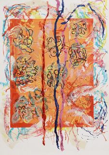 NANCY GRAVES (D.1995) SIGNED ABSTRACT LITHOGRAPH