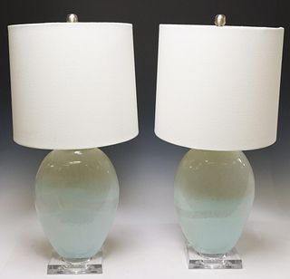 (2) CONTEMPORARY GLASS TABLE LAMPS