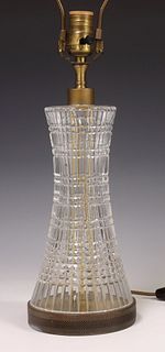 FACETED MOLDED GLASS & GILT METAL 1-LT TABLE LAMP