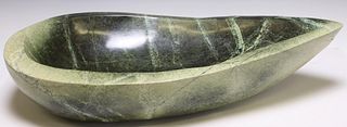 LARGE PEAR SHAPE GREEN MARBLE BOWL 6" X 25" X 13"