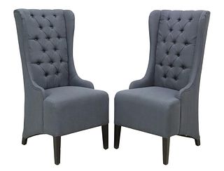 (2) CONTEMPORARY BUTTON-TUFTED ARMCHAIRS