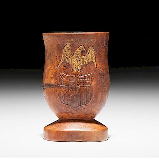 Civil War Folk Art Carved Presentation Vase Identified to 2nd New York Heavy Artillery Sergeants Rust & Downer