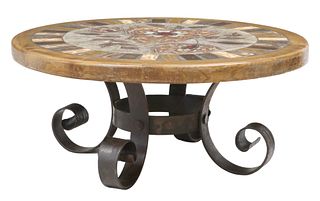 FRENCH PICARD OAK & CERAMIC TILED COFFEE TABLE