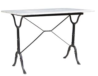 FRENCH IRON & MARBLE-TOP BISTRO TABLE