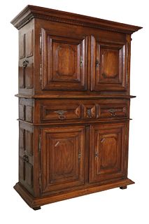 FRENCH PROVINCIAL PANELED OAK CABINET 18TH/19TH C.
