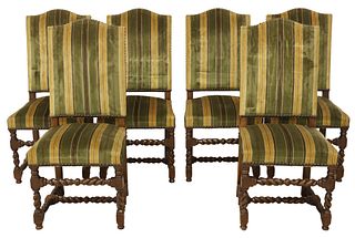 (6) FRENCH LOUIS XIII STYLE HIGHBACK SIDE CHAIRS