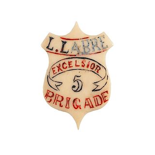 Civil War Folk Art Carved Bone Corps Badge of Private Louis Labre, Excelsior Brigade