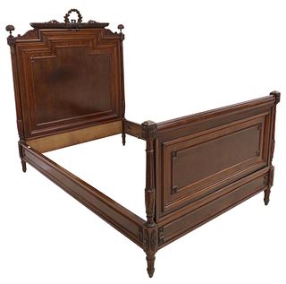 FRENCH LOUIS XVI STYLE MAHOGANY WREATH CREST BED