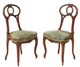 (2) FRENCH LOUIS XV STYLE MAHOGANY HALL CHAIRS