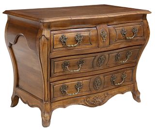 FRENCH REGENCE STYLE BOMBE FOUR DRAWER COMMODE