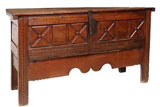 RUSTIC SPANISH CARVED COFFER, 18TH/ 19TH C.