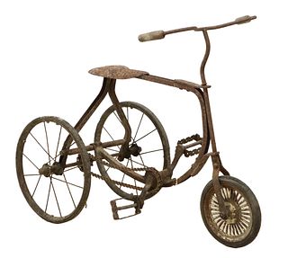 ANTIQUE PATINATED IRON CHILDREN'S TRICYCLE
