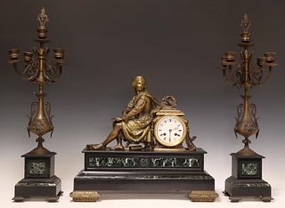 (3) FRENCH MANTEL CLOCK RETAILED BY C. DETOUCHE