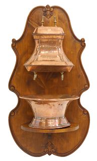 FRENCH COPPER LAVABO ON WALL-MOUNTED STAND