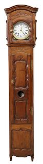 FRENCH MORBIER FRUITWOOD LONGCASE CLOCK, 19TH C.