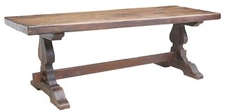 FRENCH OAK MONASTERY OR REFECTORY TABLE, 90.5"L