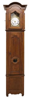 FRENCH MORBIER FRUITWOOD LONGCASE CLOCK, 19TH C.