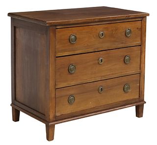 NEOCLASSICAL STYLE WALNUT THREE-DRAWER COMMODE