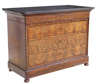 FRENCH LOUIS PHILIPPE MARBLE-TOP MAHOGANY COMMODE