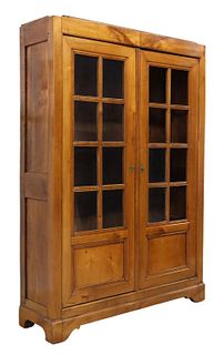 FRENCH PROVINCIAL FRUITWOOD GLAZED DISPLAY CABINET