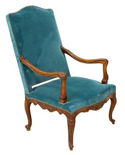 FRENCH REGENCE STYLE UPHOLSTERED FAUTEUIL