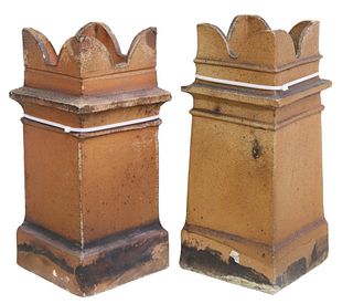 (2) ENGLISH ARCHITECTURAL EARTHENWARE CHIMNEY POTS