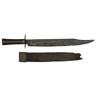 Captured Confederate Bowie Knife With Inscribed Scabbard