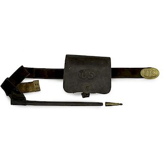 US Civil War Cartridge Box Belt and Bayonet Scabbard