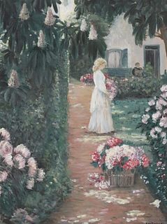 AFTER CHILDE HASSAM PAINTING FRENCH GARDEN