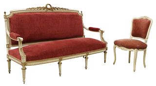 2) FRENCH LOUIS XV & XVI STYLE UPHOLSTERED SEATING