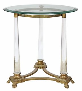 EMPIRE STYLE GILT METAL & GLASS TOP CENTER TABLE
