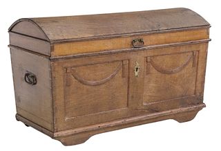 LARGE CONTINENTAL OAK DOME-TOP COFFER, 18TH C.