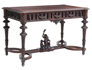 WELL-CARVED LOUIS XVI STYLE ROSEWOOD SALON TABLE