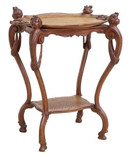 LOUIS XV STYLE CARVED TWO-TIER TEA TABLE