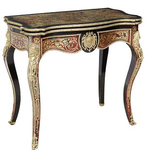 FRENCH NAPOLEON III PERIOD BOULLE STYLE CARD TABLE