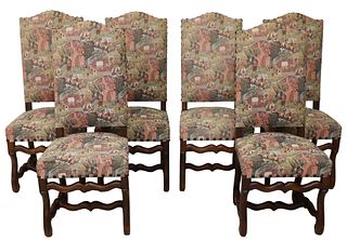 (6) FRENCH LOUIS XIV STYLE UPHOLSTERED SIDE CHAIRS