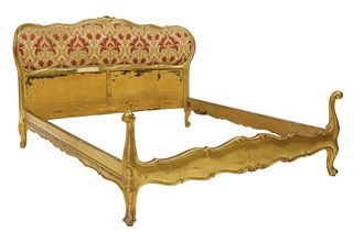 LOUIS XV STYLE UPHOLSTERED GILTWOOD BED
