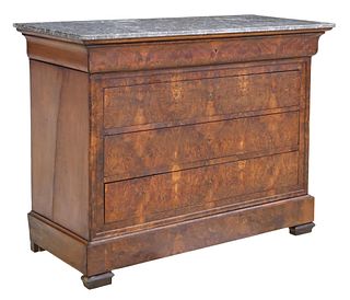 LOUIS PHILIPPE PERIOD MARBLE-TOP WALNUT COMMODE