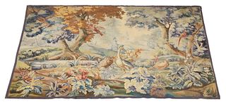 FRENCH WOVEN VERDURE TAPESTRY, 85" X 117"