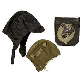 WWII Flight Helmets and Bomber Squadron Patch