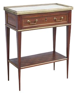 FRENCH LOUIS XVI STYLE MAHOGANY MARBLE-TOP SERVER