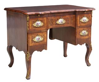 FRENCH LOUIS XV STYLE PORCELAIN-MOUNTED DESK