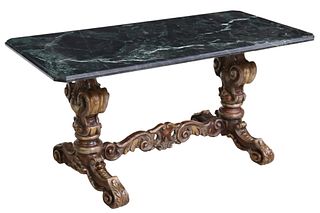 ITALIAN BAROQUE STYLE MARBLE-TOP COFFEE TABLE
