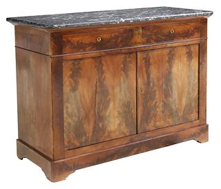 LOUIS PHILIPPE MARBLE-TOP FLAME MAHOGANY SIDEBOARD