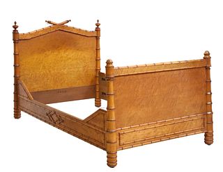 FRENCH FAUX BAMBOO TURNED BED