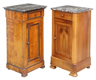 (2) FRENCH LOUIS PHILIPPE MARBLE-TOP NIGHTSTANDS
